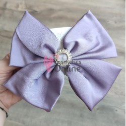 Accesoriu pentru decor par cu Fundita din satin si clema metalica TRD045SS Liliac